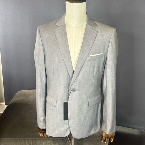 Men’s Gray Suit Jacket Blazer One Button Notched Lapel Size L (38) NWT - Picture 1 of 13